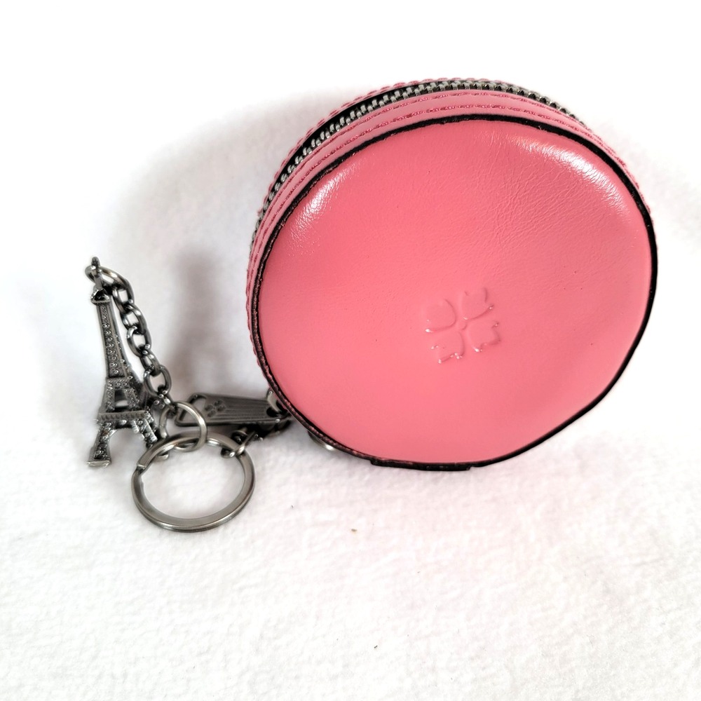 Patricia Nash Women Macaron Bag Charm Petal Pink Round Leather Keychain Coquette